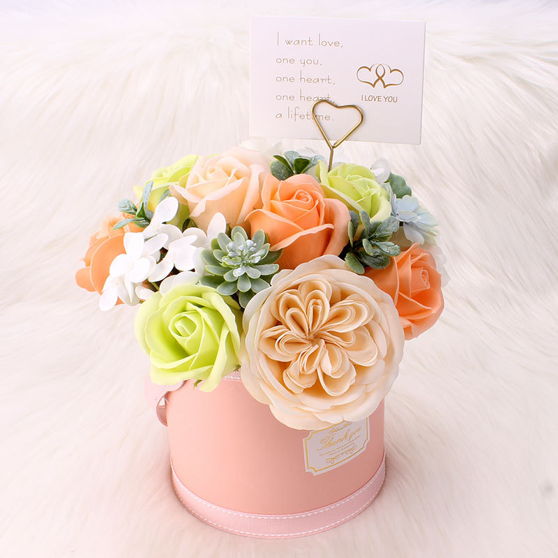 Wholesale Valentine's Day Gift Barrel Rose Soap Fake Flower Decoration Wedding Creative Gift Simulation Austin