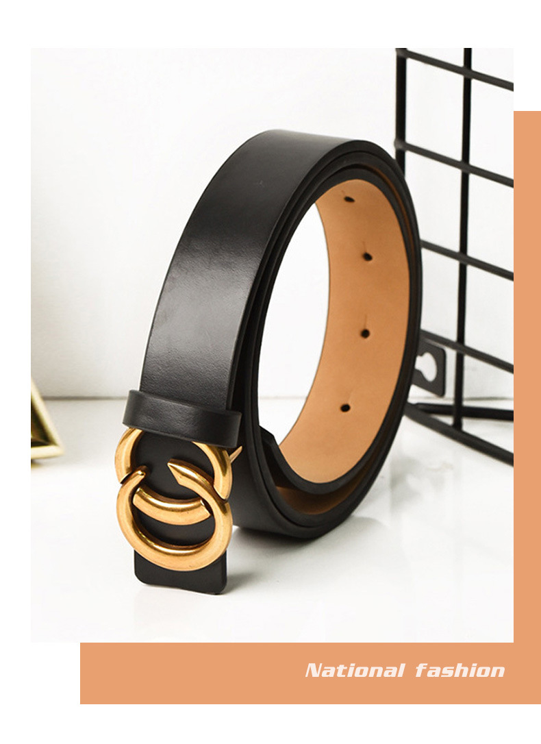 跨境海外女士皮带 新款网红同款简约腰带 简约韩版时尚双c女裤带