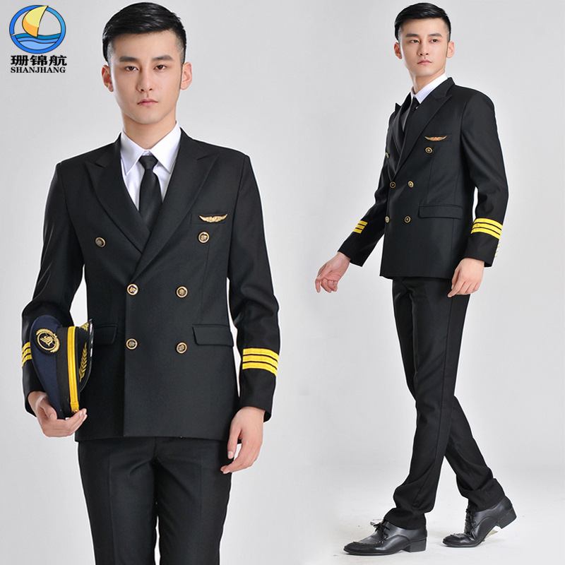 锦航秋冬修身南航双排扣制服男机长飞行员航空职业上班工作服套装
