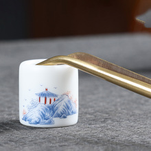 X1M羊脂玉白瓷盖置 盖托陶瓷安放茶壶盖子摆件功夫茶具茶道配件可