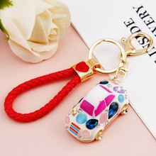 创意宝石镶水钻甲壳虫汽车钥匙扣女可爱韩版包包挂件钥匙链圈礼品