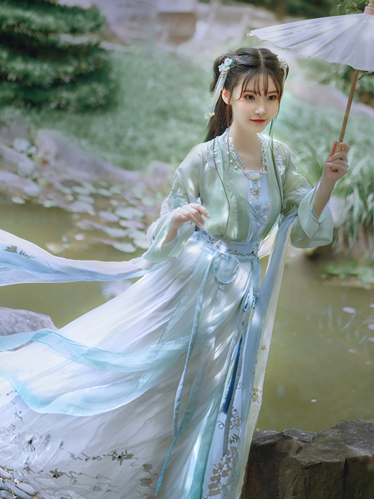 惊鸿汉服女广袖流仙裙古装对襟齐腰襦裙改良学生日常古风套装
