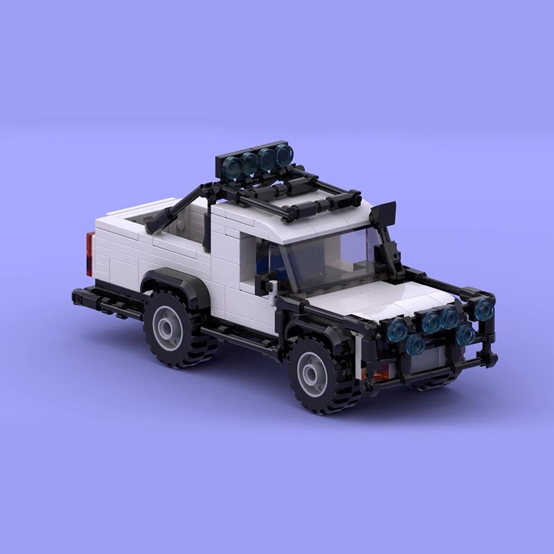 moc积木兼容乐高108133 白色皮卡汽车模型系列拼装吉普越野车皮卡