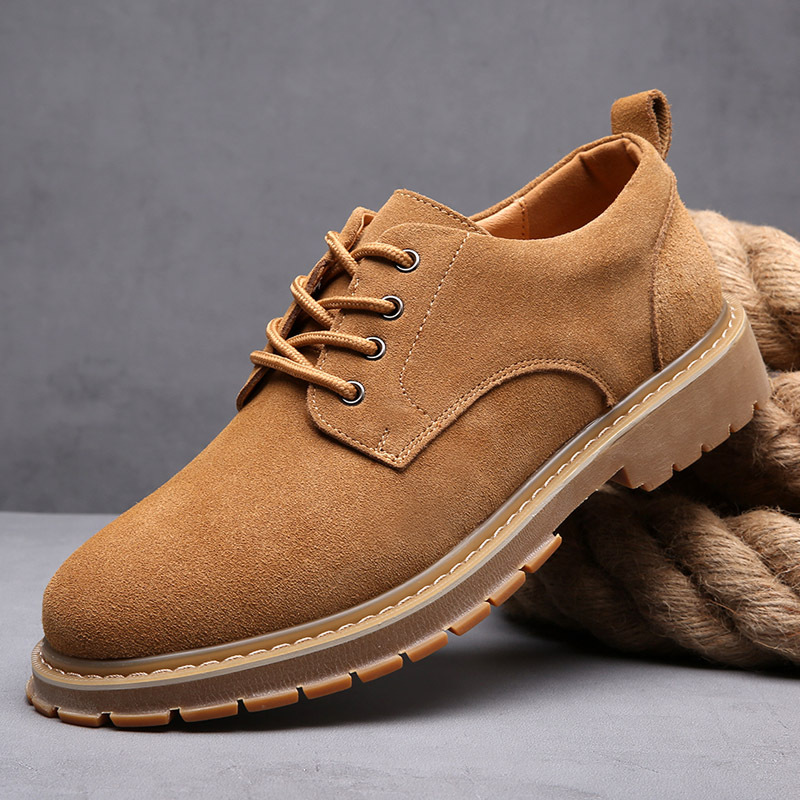 Cross-Border Autumn and Winter Leather Shoes Men's Versatile Korean Casual Shoes Trendy British-Style Work Shoes Beef Tendon Big Head Suede Men's Shoes