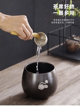 窑变茶渣缸办公家用简约杯洗水盂创意大小号茶洗陶瓷中式水洗