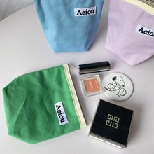 Canvas Cosmetic Bag Mini Coin Purse Solid Color Makeup跨境专