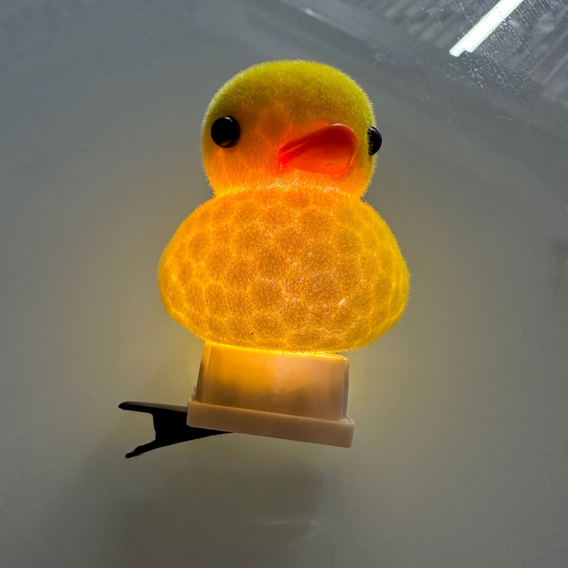 新款卖萌神器发光小黄鸭弹簧发夹带灯小夹子头饰大黄鸭发夹礼品