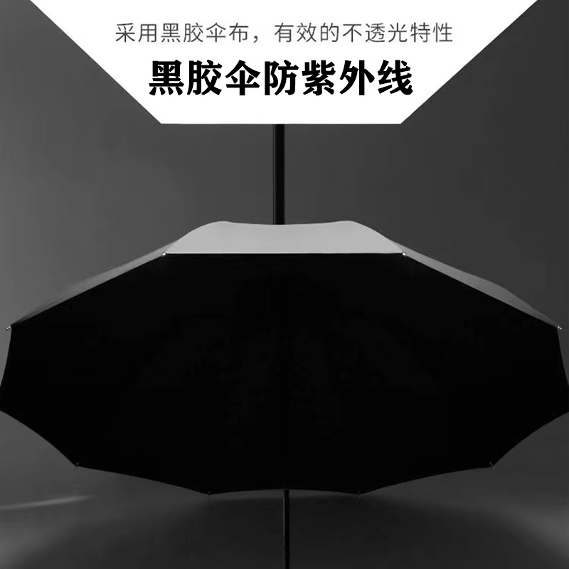 Umbrella Large Ten-Bone Reinforced Folding Three-Person Double-Person Business Rain and Rain Dual-Use Sun Protection Sunshade Advertising Can Be Used as Logo