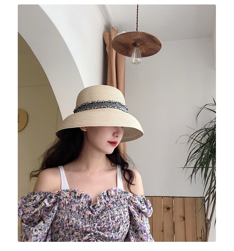 Black French Style Hepburn Hat Women's Summer Fashion Korean Sun Hat Sun Protection Straw Sun Hat Elegant and Generous Top Hat