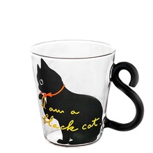 日式创意可爱猫咪玻璃杯女生水杯咖啡牛奶杯早餐猫爪杯子家用