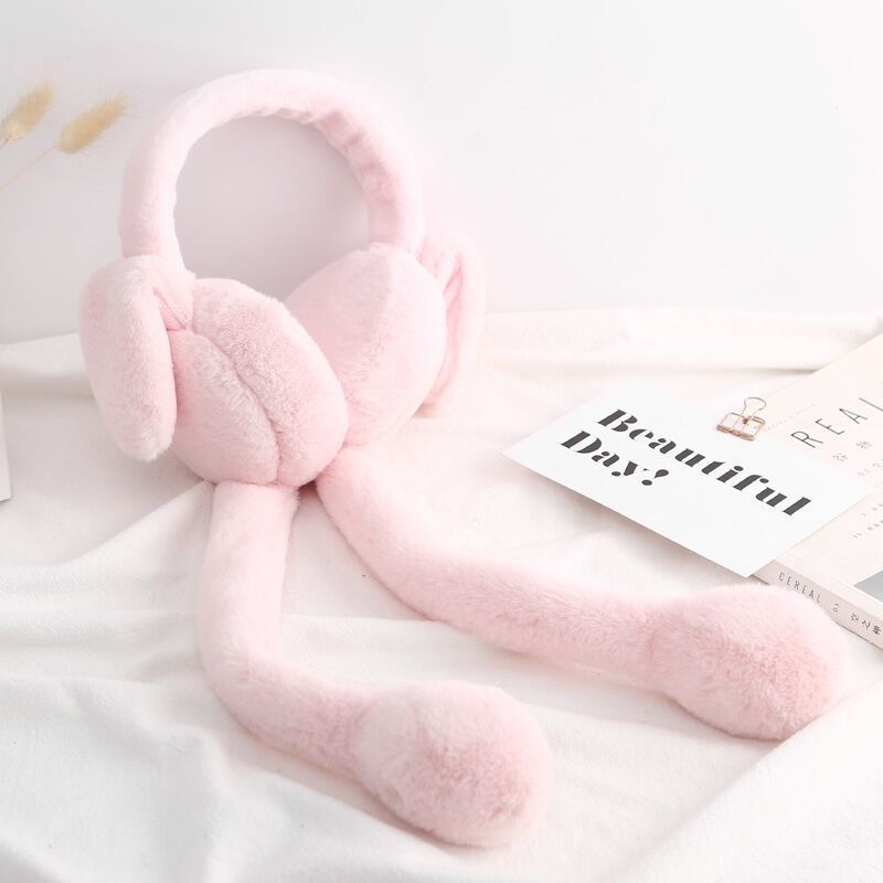 Douyin Online Influencer Same Style Air Bag Moving Ear Rabbit Super Cute Girl Ear Protection Winter Warm-Keeping Earmuffs Ear Covers Plush Earmuffs