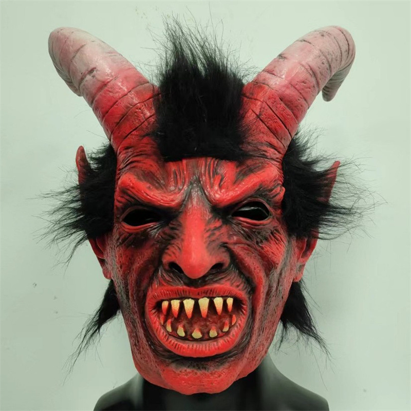 人面路西法面具万圣节堕落天使撒旦恶魔红色脸谱乳胶面罩lucifer