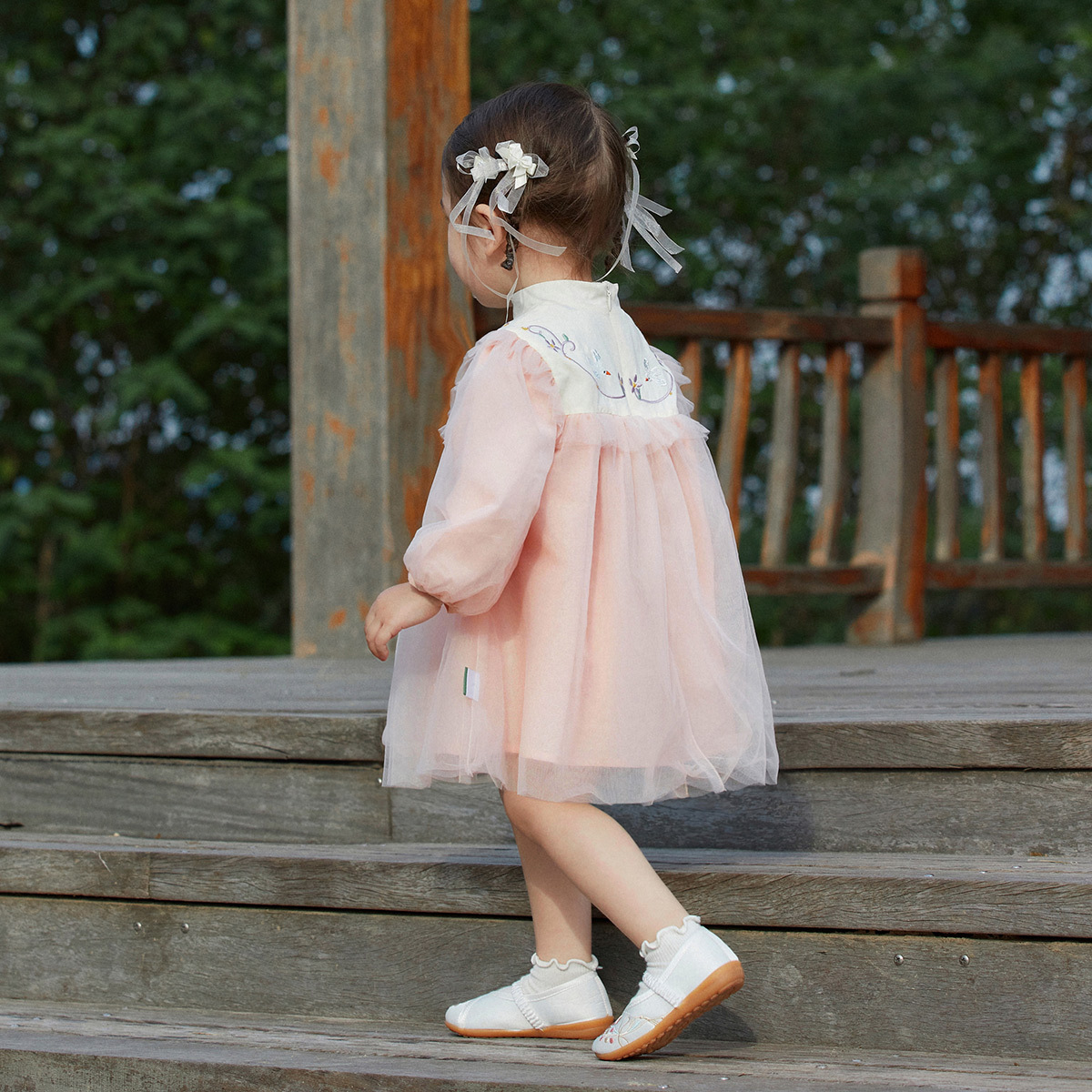 Children's Dress 22 Autumn New Girls Baby Gauze Dress Embroidered Han Chinese Clothing Dress Mesh Fashionable Skirt Autumn