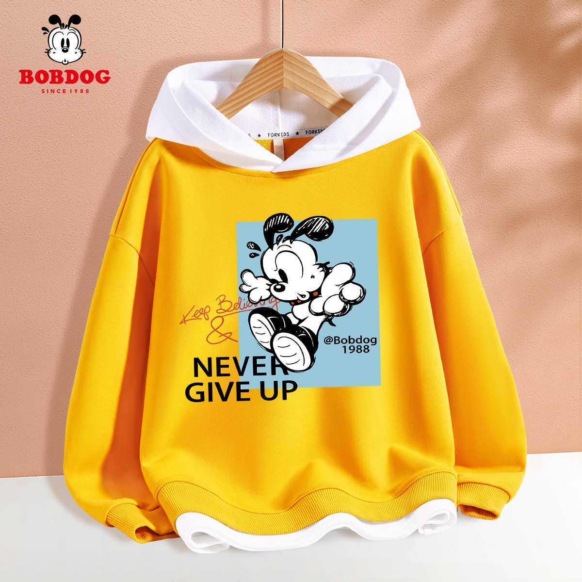 巴布豆男童卫衣2022春新款帅气潮流男孩衣服春秋款假两件儿童上衣