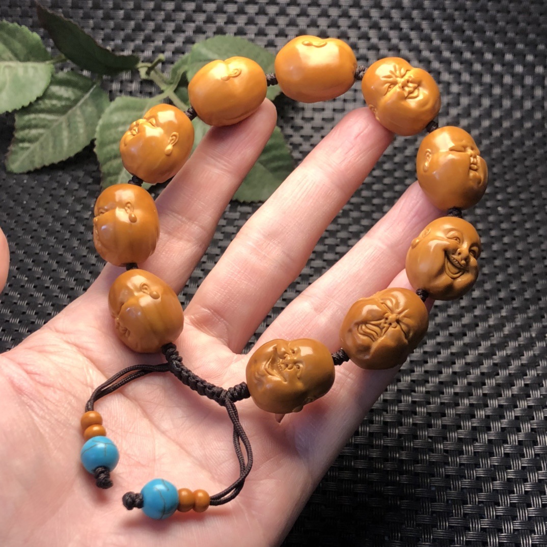 0笑看人生手串文玩橄榄胡雕男士手链-阿里巴巴