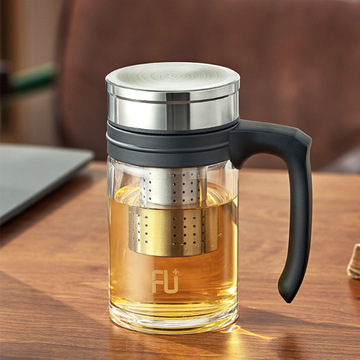 富光玻璃杯带把手过滤泡茶杯子大容量手柄礼品水杯批发印字