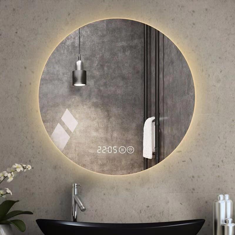 Frameless round LED Bathroom Mirror Wall Hanging Antifog Glasses Hotel Smart Bathroom Mirror Fixed Ruler Engineering Mirror