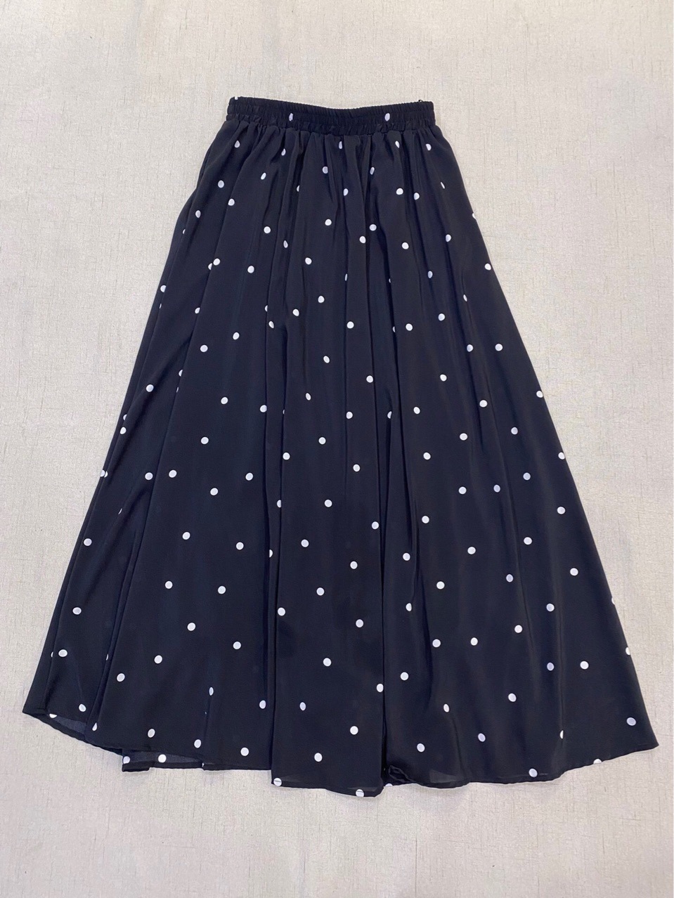 日单外贸 日系女装雪纺波点松紧腰长裙半身裙