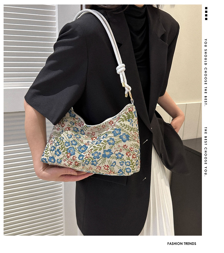Ethnic Style Klein Blue Fashion 2023 Spring New One-Shoulder Underarm Bag High-Grade Fashion Simple Women's Bag Fashion