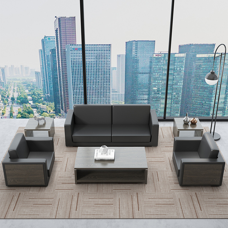 欧办公沙发茶几组合套装简约现代老板办公室会客接待洽谈沙发