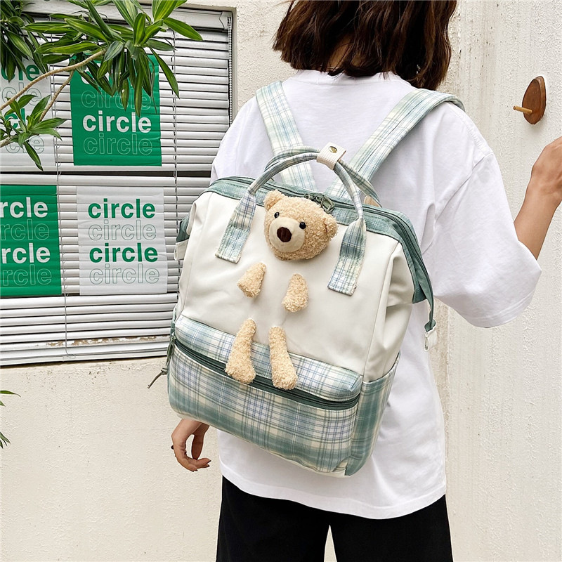 Cute Bear Backpack Female 2021 New Large Capacity Schoolbag for Primary School Students Korean Style Internet Celebrity Ins Style Junior High School Students