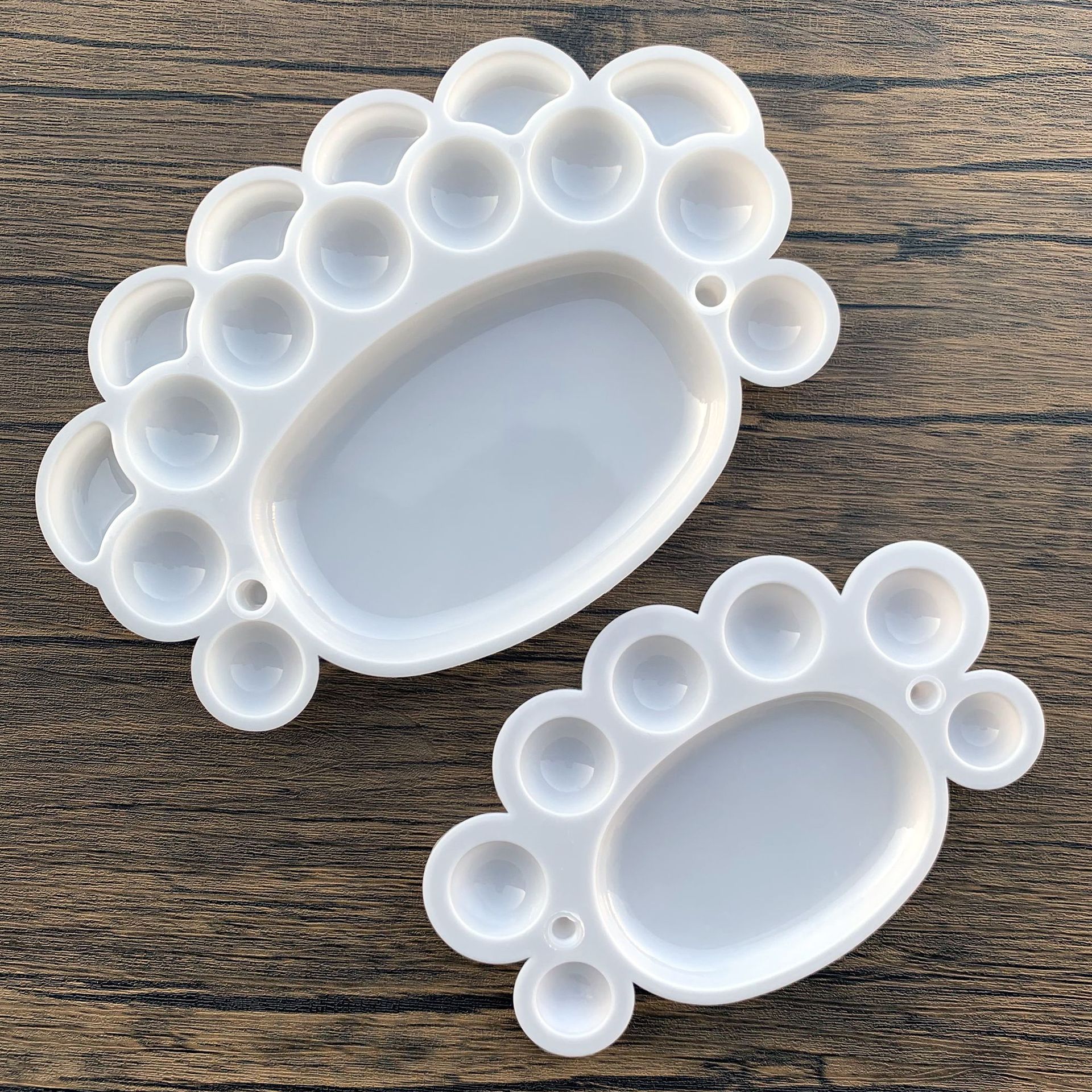 厂家批发 大号小号脚丫调色盘 白色硬塑料颜料盘水粉美术绘画用品