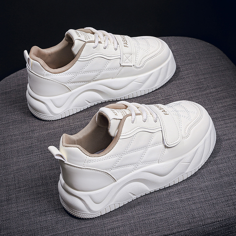 2024 spring new white shoes women‘s korean ins student thick bottom velcro women‘s leisure platform women‘s shoes xw306