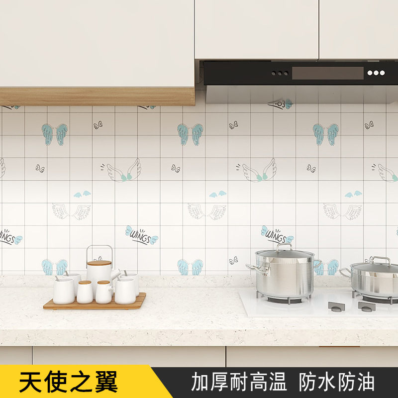 Kitchen Greaseproof Stickers Waterproof Moisture-Proof Self-Adhesive High Temperature Resistance Kitchen Ventilator Cabinet Wallpaper Decoration Renovation Wall Sticker