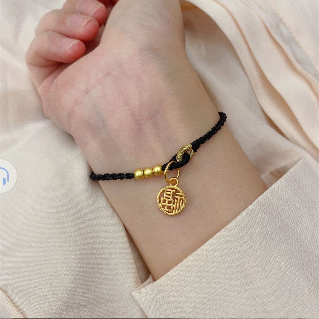 新款福牌手链女福字手绳可调节手工编绳简约气质学生个性百搭情侣