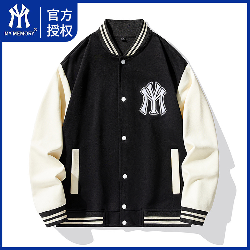 my美式潮牌棒球服男外套春秋季新款学院风开衫上衣情侣运动服夹克
