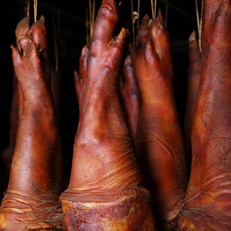 爆胶猪蹄湖北恩施农家土猪腊肉腊猪脚猪手烟熏特产批发非四川包邮