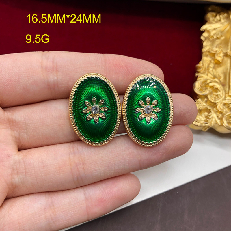 Pastoral Style Fresh Green Handmade Enamel Glaze Leaf Pin Brooch Same Color Earings Set Classic All-Matching Accessories