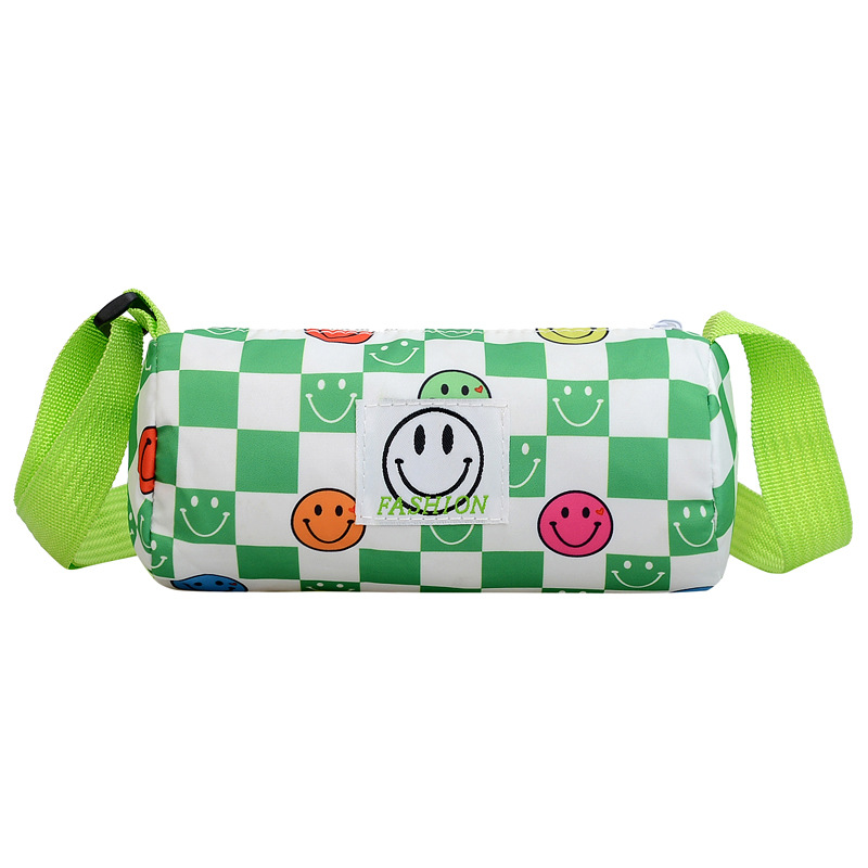 Korean Style Kid's Messenger Bag Fashion Chessboard Plaid Smiley Face Children Baby Shoulder Mini Bucket Pillow Bag Coin Purse