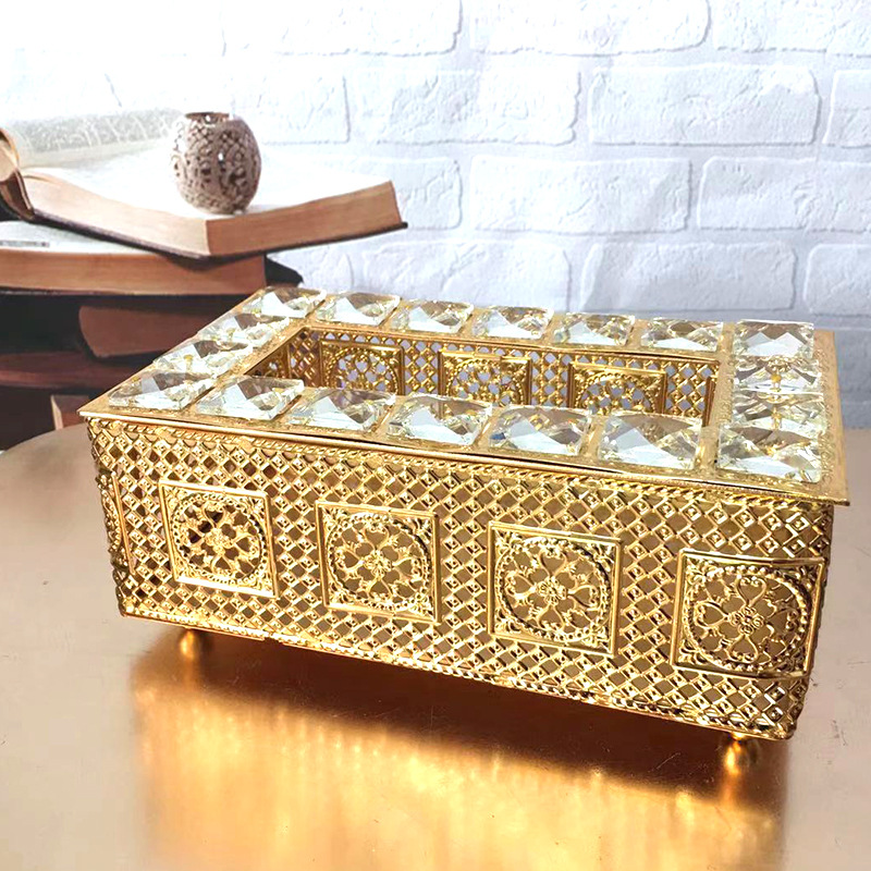 Fashion Creative Crystal Tissue Box European Style Toilet Tissue Box Tissue Box Household Storage Box Napkin Paper Box