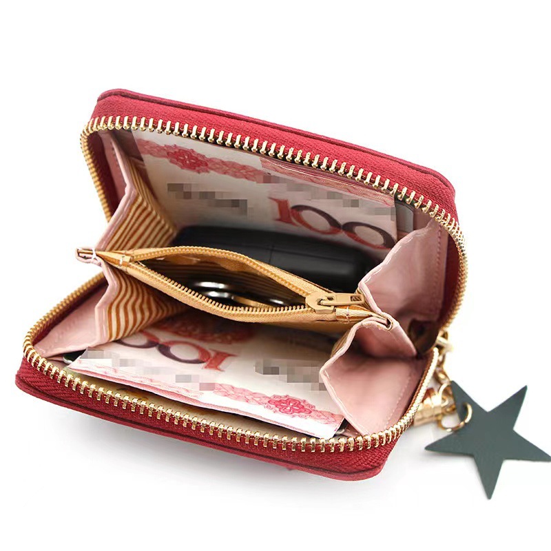 New Korean Style Wallet Women's Short Zipper Large Capacity All-Match Heart Color Clutch Wallet