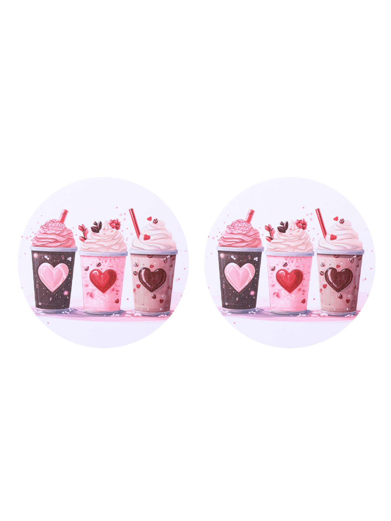 Cross-Border Bowknot Cow Head Love Milk Tea Ice Cream Pattern Leather Coaster Aliexpress Amazon