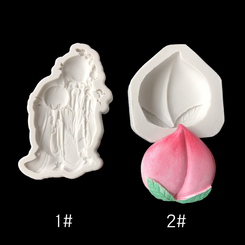 祝寿寿仙 寿桃硅胶模具diy生日蛋糕装饰配件翻糖生日祝寿慕斯甜品