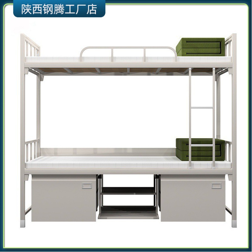 陕西部队制式营具上铺双层床下铁架床宿舍高低床士兵标准床