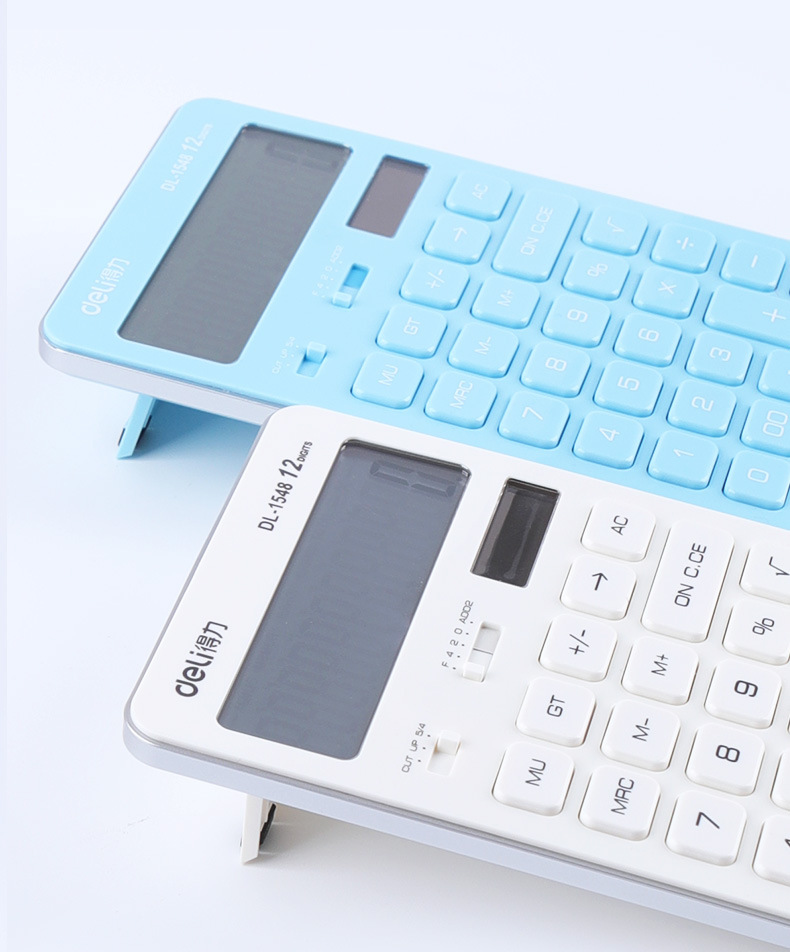 得力计算器可爱女学生用彩色财务计算机简约便携小巧双电源太阳能
