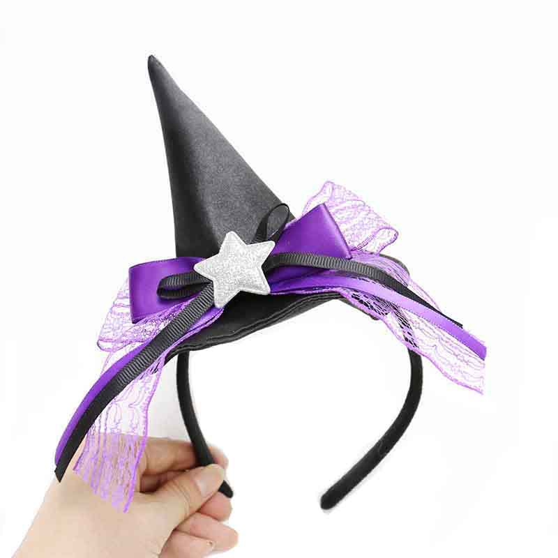 Zilin Cross-Border Halloween Party Headdress Dress up Children's Adult Headband Cone Hat Head Buckle Witch Hat Headband