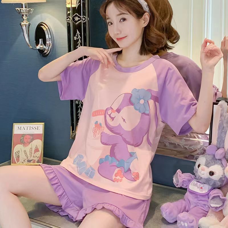 Factory Wholesale Pajamas Women's Summer Thin Short-Sleeved Cute Princess Style Extra Large Size Women's Summer Home Wear Suit