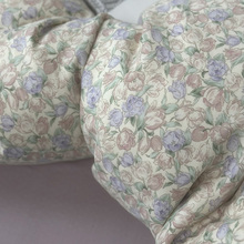 。A类母婴级超柔裸睡双层纱布四件套紫色小碎花纯棉床单三件