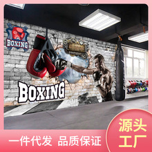 JB163d运动健身房壁纸拳击复古怀旧风背景壁画8D励志海报美女肌肉