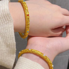 新中式花丝珐琅珍珠手镯典雅大气温婉贵气古法黄金色手环新年礼物