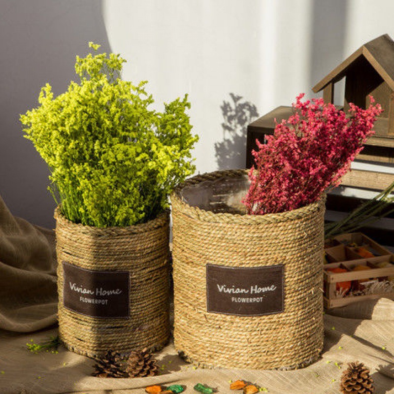 大麦花篮编织绿植大花盆客厅藤编筐装饰柳编花器收纳一件批发批发