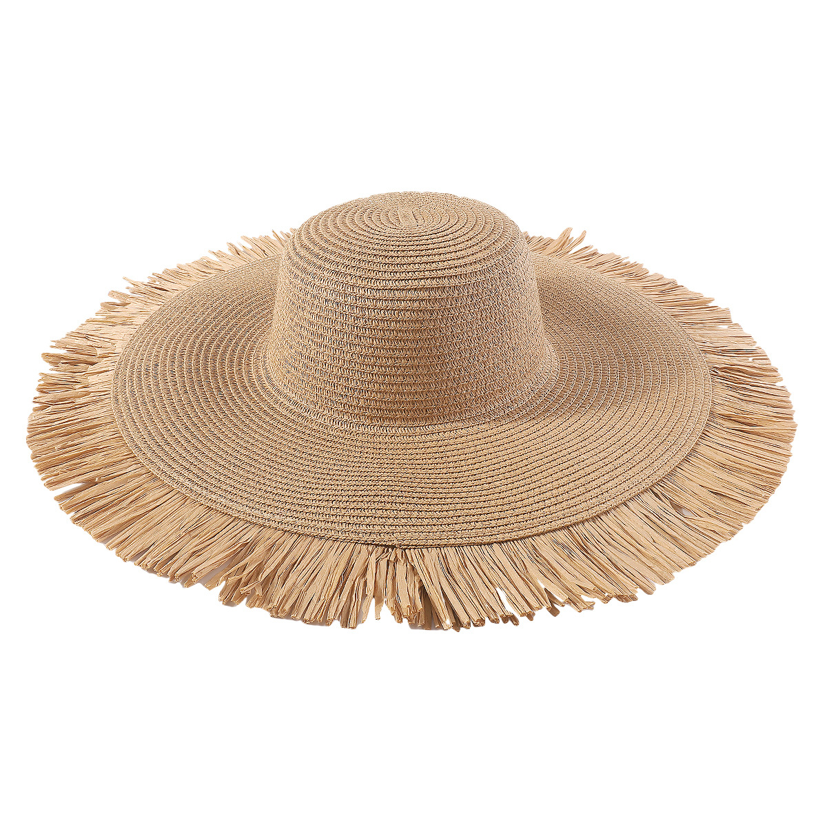 Fashion Bohemian Style Summer Outdoor Sun Hat with Wide Brim Casual Vacation Weaving Fur Brim Straw Hat for Women
