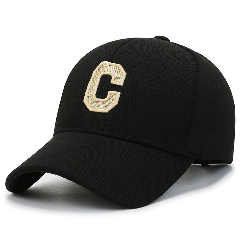 Embroidered C Letter Baseball Cap Hard Top Hat Outdoor Sun Hat Korean Style Men's and Women's Ins Curved Brim Face-Looking Small Peaked Cap