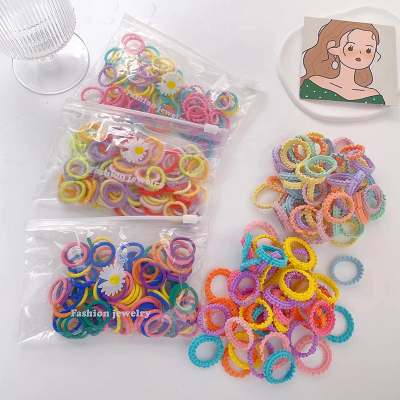 Children's Plush Small Rubber Band Wholesale Small Thumb Ring Bear Hair Ring Head Flower Rubber Ring Hair Ring Seamless Hair Rope