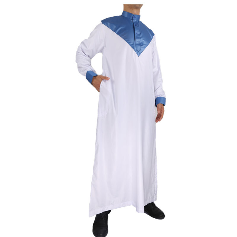 Foreign Trade Hot Sale African Muslim Men's Clothing Stitching Bright Velvet Men's Arabian Gown Middle East Qatar Gown