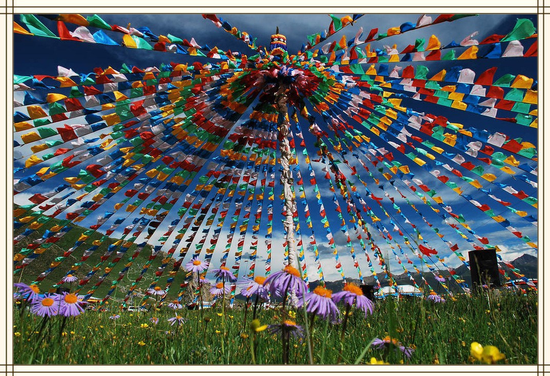 藏传佛教经幡 五彩风马旗 加厚绸布20张 精品经旗特价批发